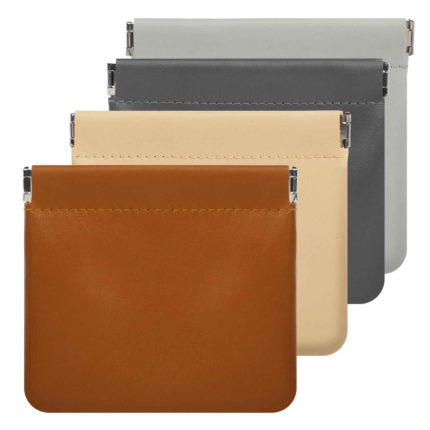 ISKYBOB 4PCS Small Makeup Bag for Purse, Portable Lambskin Pocket Cosmetic Bag Squeeze Top Coin Purse for Women Snap Closure Organizer Pouch Mini Self-Closing Lipstick Pouchic for Travel (Business)