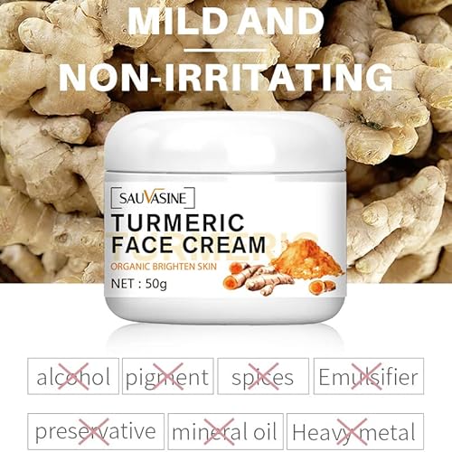 Turmeric Face Cream, Anti-Aging Cream Face Repair Cream, Turmeric Facial Moisturizer for Dark Spots, Wrinkles, Moisturizing, Skin Repairing Turmeric Cream for Dull and Dry Skin 1.76 OZ