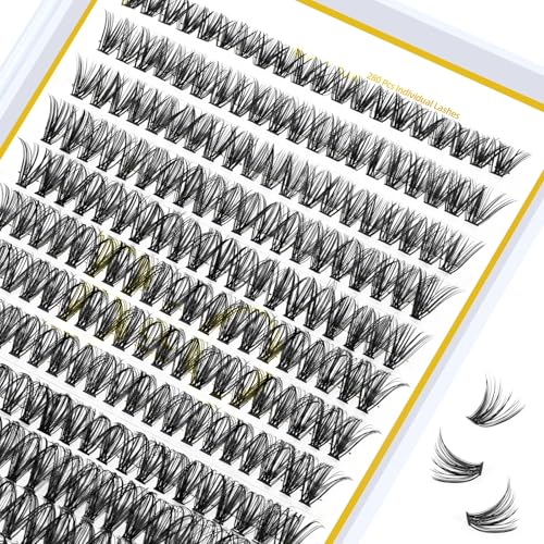 Lash Clusters 40D-D-16 LASH Individual Lashes 280 Clusters False Eyelash 10D 20D 30D 40D Lash Clusters Extensions Individual Lashes Cluster DIY Eyelash Extensions at Home (40D-D,16MM)