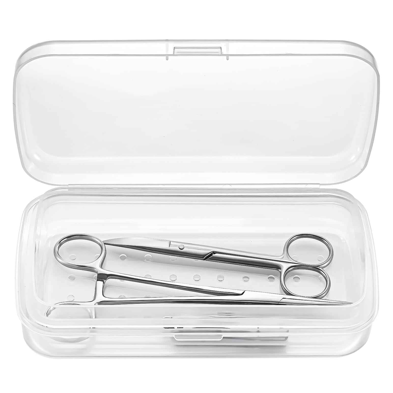 Soiiw Nail Tool Sterilizer Box Plastic,Fully Transparent Sterilization Tray Storage Organizer for Tweezer, Eyelash Extensions, Nail Implement for Esthetician (Large)