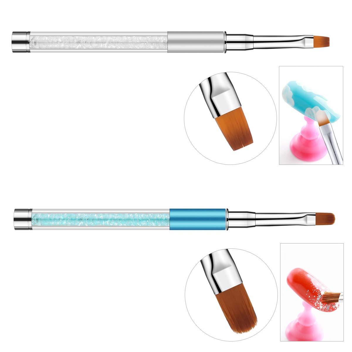 10 Pieces Acrylic Nail Brush Set Silicone Nail Tools Nail Foil Tool Sculpture Pen Dual Tipped Carving Pen