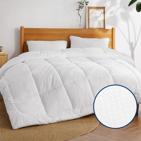 Bedsure Comforter Duvet Insert - Quilted Comforters Twin XL Size, All Season Duvet, Down Alternative Bedding Comforter with Tabs(Ivory,Twin XL 92"x68")