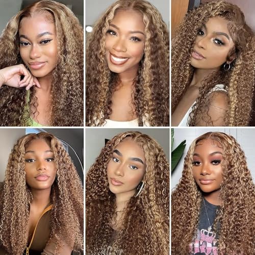 P427 Water Wave Human Hair Bundles 18-22" Brown Honey Blonde