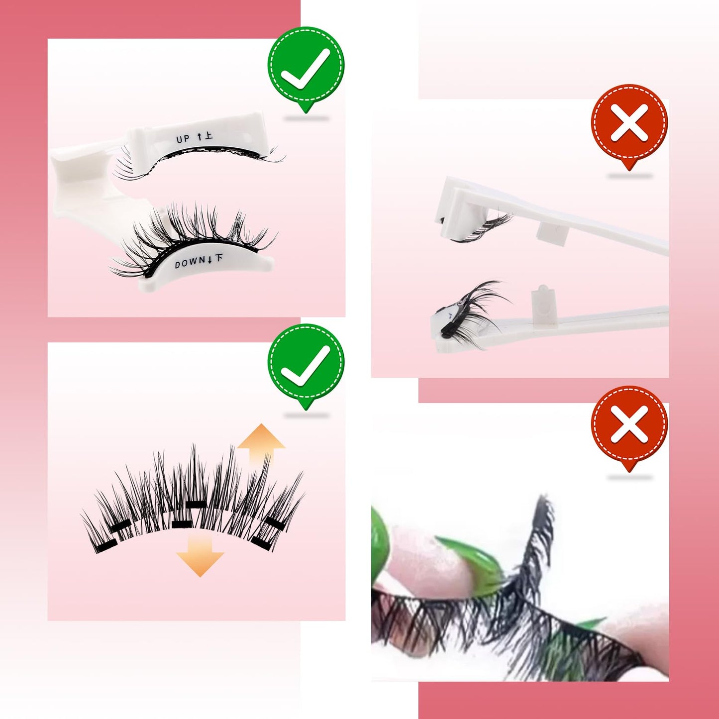 FADVAN Magnetic Eyelashes with Applicator, 2 Pairs Reusable Magnetic Lashes Natural Look, No Glue or Liner Needed False Eyelashes, Wispy Strip Lashes Clear Band Magnetic Lashes Kit (B1+B2)