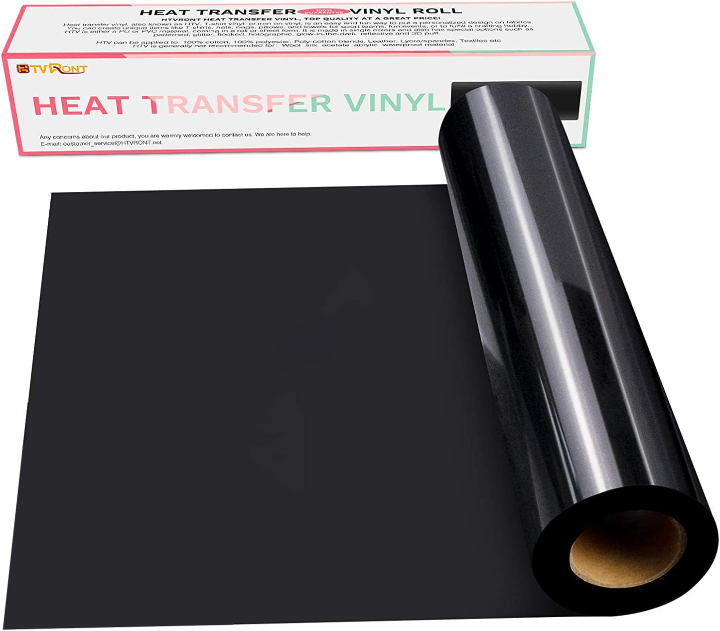 HTVRONT HTV Black Heat Transfer Vinyl Rolls - 12" x 15ft Black HTV Vinyl for Shirts, Black Iron on Vinyl for All Cutter Machine - Easy to Cut & Weed for Heat Vinyl Design