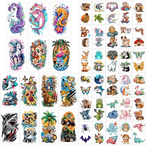 52 Sheet Temporary Tattoos for Kids - Waterproof Fake Tattoos