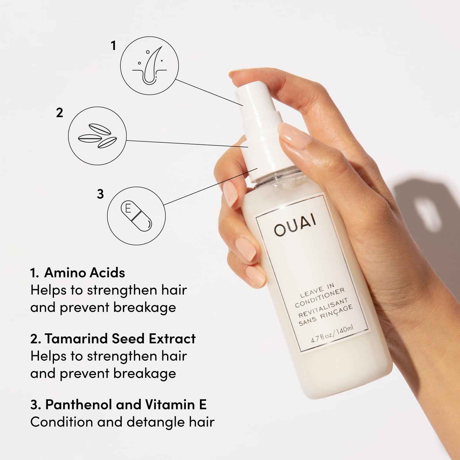 OUAI Travel-Size Hair Care Bundle - Leave-In Conditioner + Hair Oil - Hair Styling Products for Frizz Control, Heat Protection, Detangling, and Added Shine - (2 Count, 1.5 Oz/ 0.45 Oz)