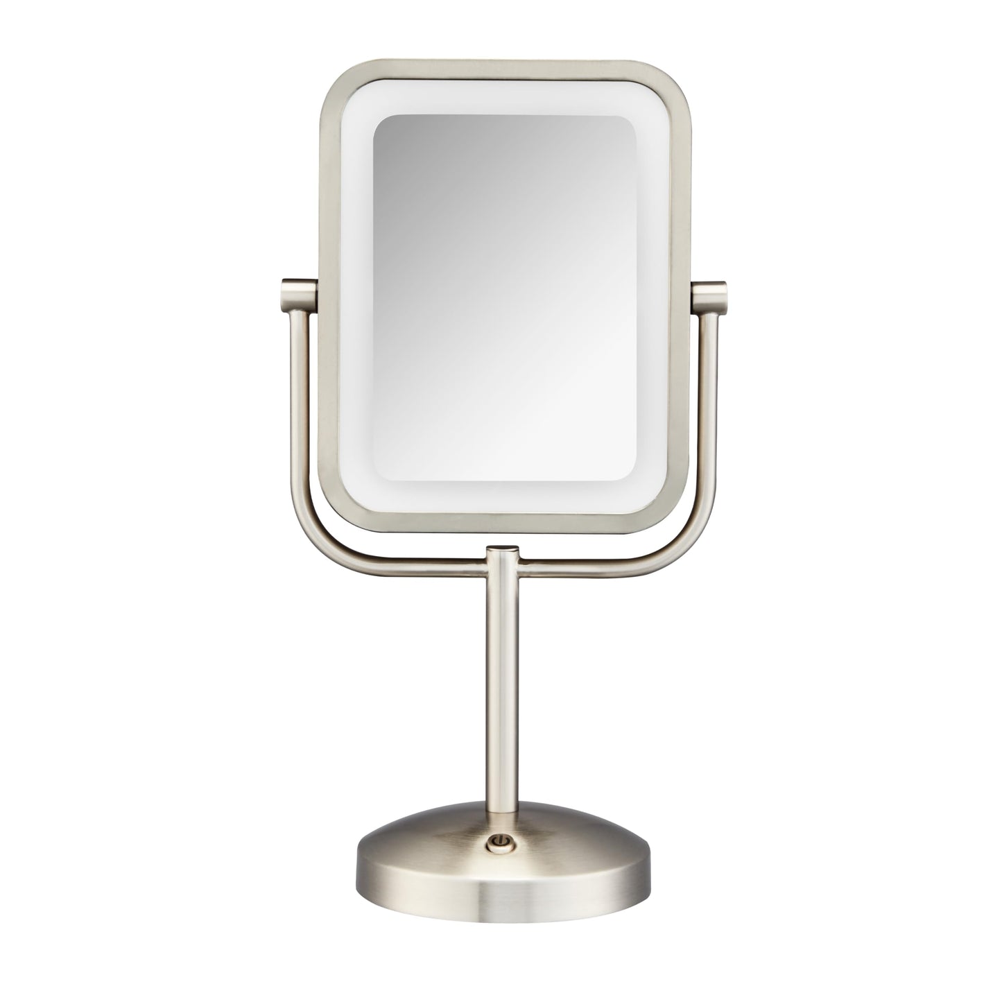 Conair Lighted Makeup Mirror, LED Vanity Mirror, 1X/8X Magnifying Mirror, Battery Operated in Brushed Nickel