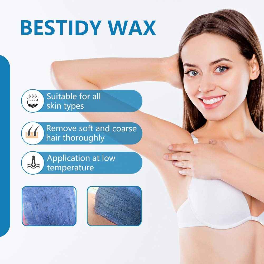 Bestidy Hard Wax Beads for Hair Removal - 1000g Waxing Beans for All Body and Bikini Areas (Blue)