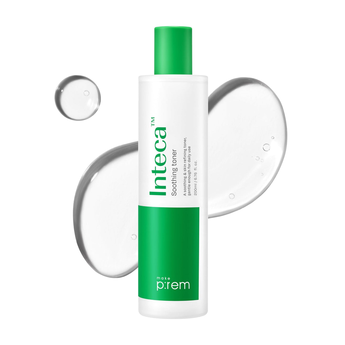 Make P:REM INTECA Soothing Toner, Acne-Prone Facial Toner for Sensitive Skin, Quick-Calming Vegan Toner with CICA Complex, Korean Skin Care, 6.76 Fl Oz, 200ml