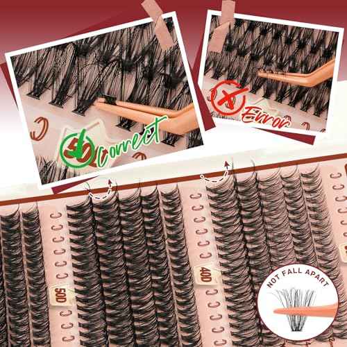 Higu clace Lash Clusters 600pcs 30D+40D+50D+60D+80D+100D Eyelash Clusters 6 Styles Mixed 10-18MM, Wispy Cluster Eyelash Extensions, Easy to Use, Can DIY at Home