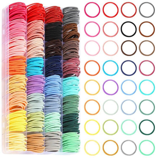 Baby Elastic Hair Ties 32 Colors, 384PCS Small Tiny Colorful Hair Bands for Infants Kids Baby Girls Toddlers with Organizer Box, 2cm Ponytail Holder for Fine to Medium Hair