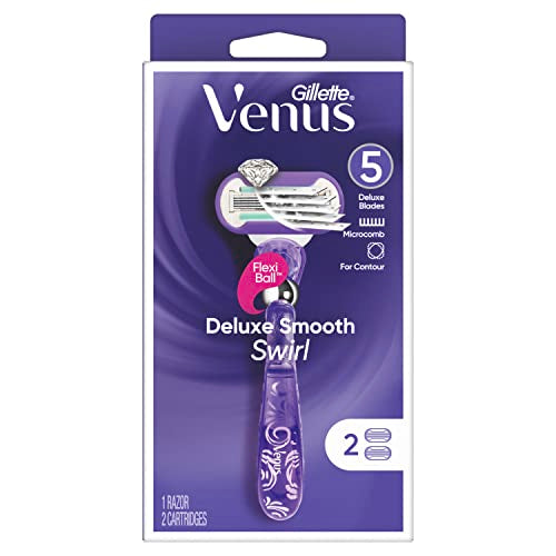 Gillette Venus Deluxe Women's Razor Handle with 2 Refill Blades, Moisture Strip