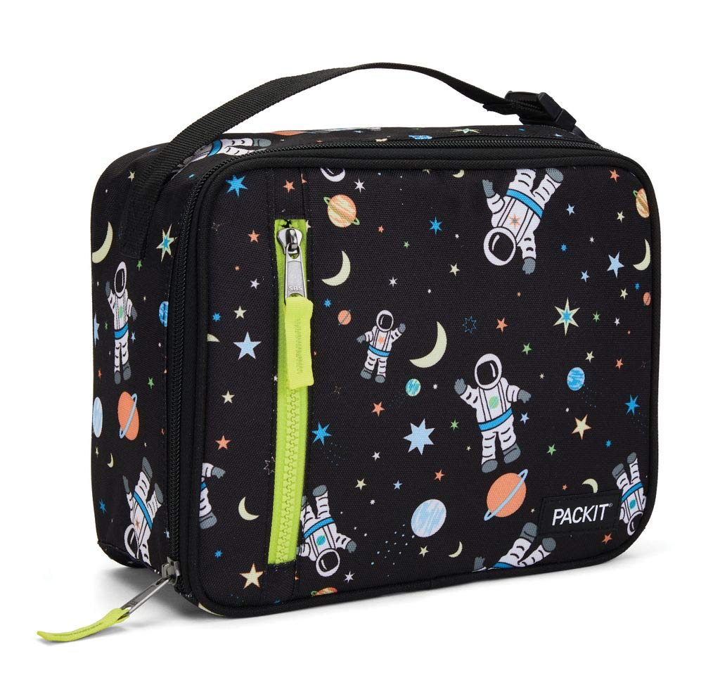 PackIt Freezable Classic Lunch Box, Spaceman, Built with EcoFreeze Technology, Collapsible, Reusable, Zip Closure With Zip Front Pocket and Buckle Handle, Perfect for School Lunches