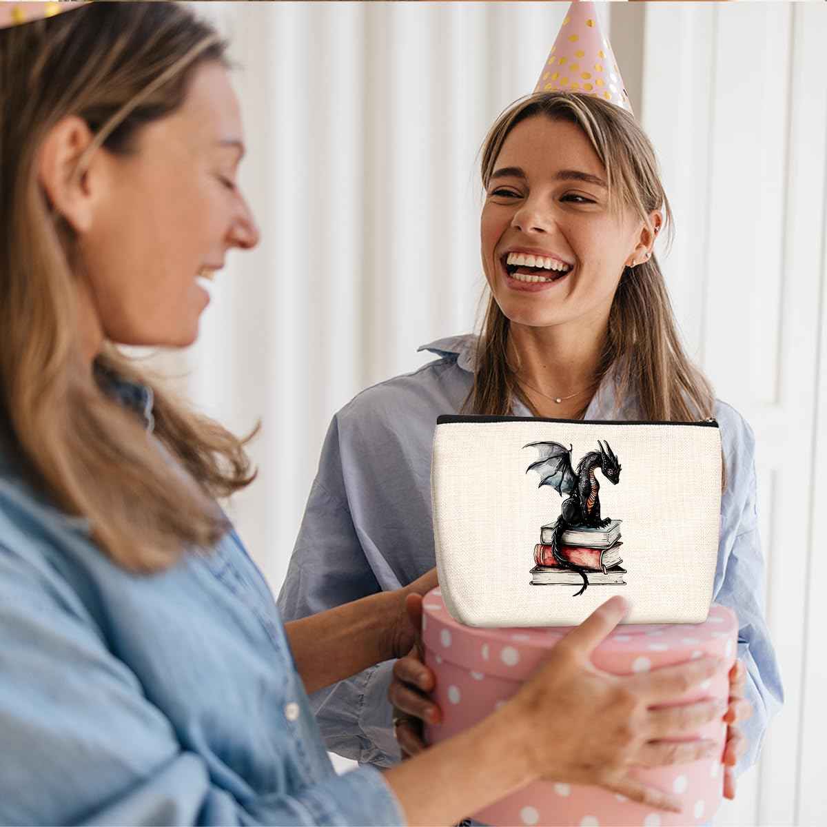 Fantasy Dragon Makeup Bag Fantasy Book Lovers Gifts Bookish Gifts Cosmetic Bag Halloween Christmas Birthday Gifts for Readers Women Girls Friends Sisters Book Accessories Travel Toiletry Bag