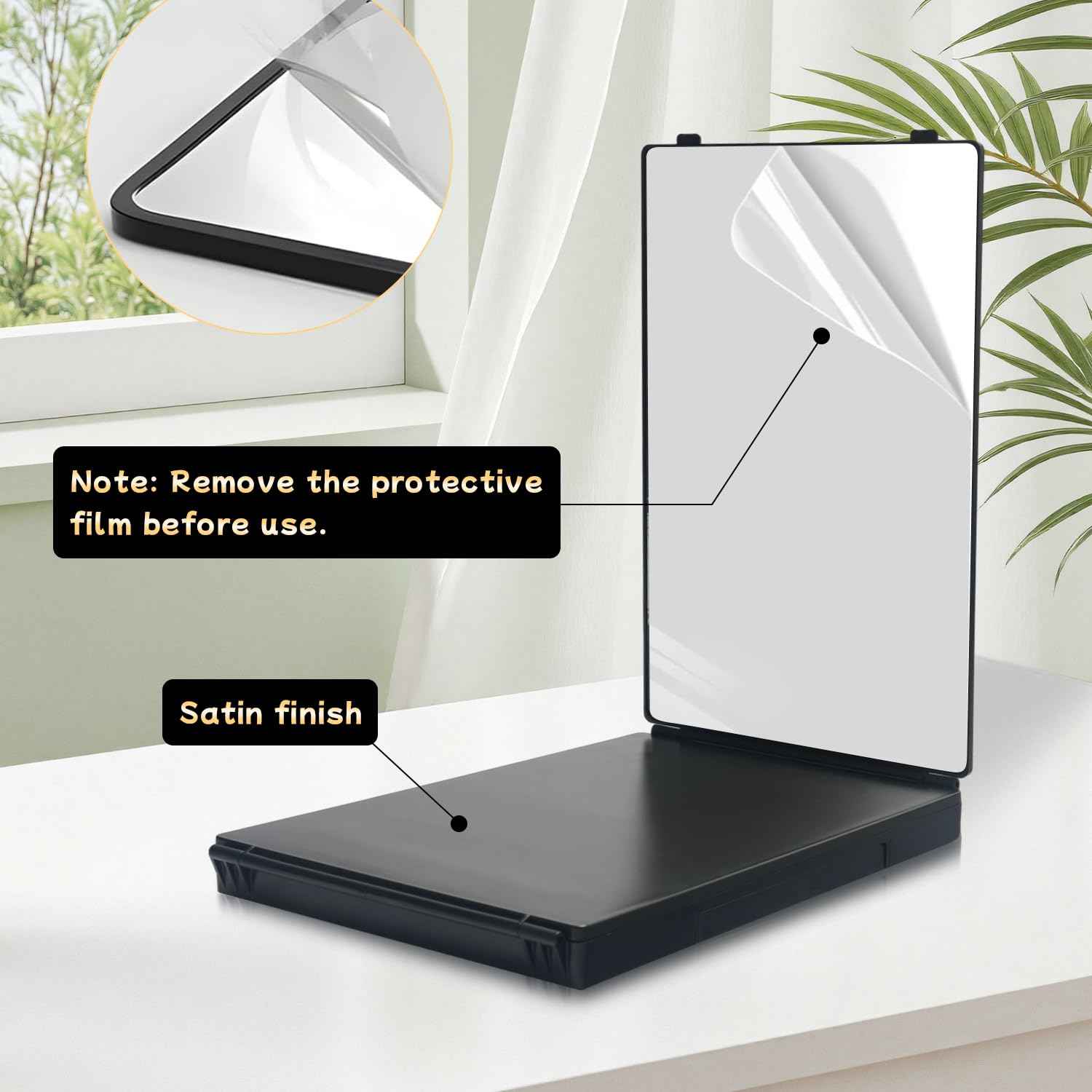 360 Self Hair Cutting Mirror – Premium HD Glass, Matte Anti-Fingerprint Finish, Anti-Fog, Adjustable & Portable Barber Mirror for Home & Travel