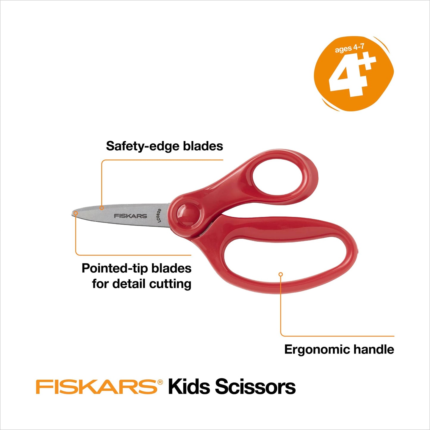 Fiskars 5" Pointed-Tip Scissors for Kids 4-7 (3-Pack) - Scissors for School or Crafting - Back to School Supplies - Red, Blue, Turquoise