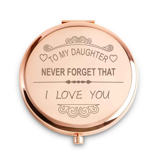 COYOAL Personalized Gifts for Daughter, Unique Daughter Gifts from Mom Dad, Sentimental Mothers Day Birthday Gifts for Daughter, Engraved Compact Mirror, Rose