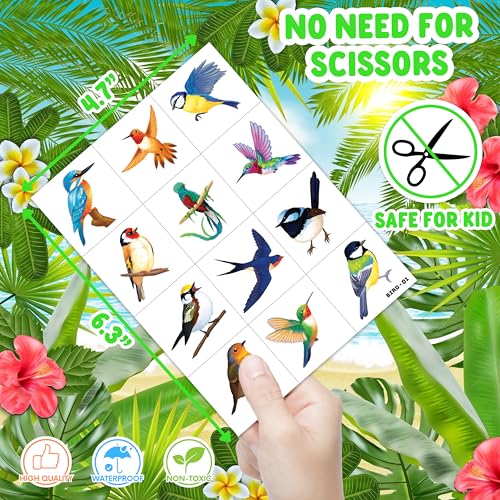 96-Piece Tropical Bird Temporary Tattoos for Kids