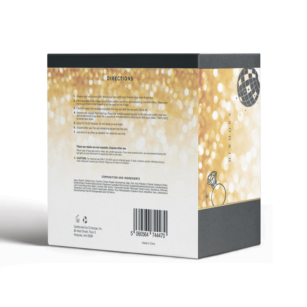 DERMORA Golden Glow Under Eye Patches | Rejuvenating Treatment | Dark Circles, Puffy Eyes, Refreshing, Revitalizing, Travel, Wrinkles | 20 Pairs Eye Gels