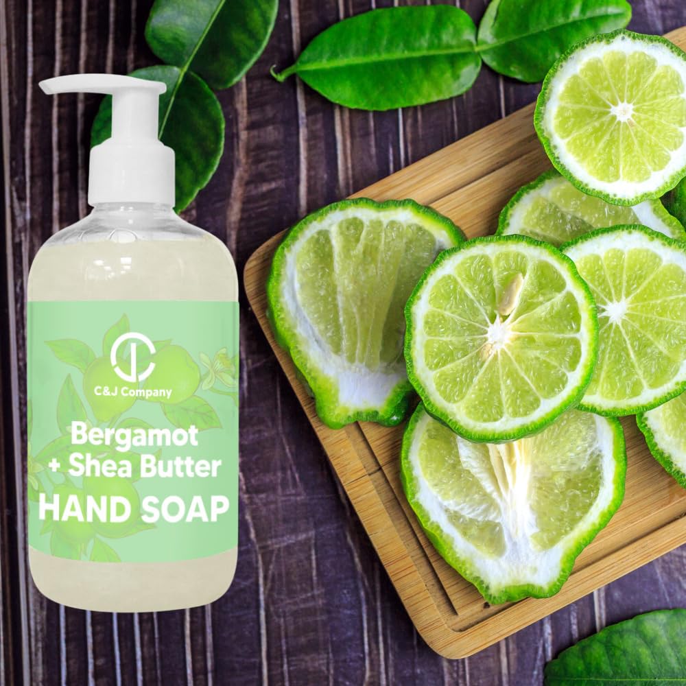 C&J Company Hand Soap, Made with Shea Butter, Bergamot,Moisturizing Hand Wash, All Natural, Alcohol-Free, Cruelty-Free, 12oz