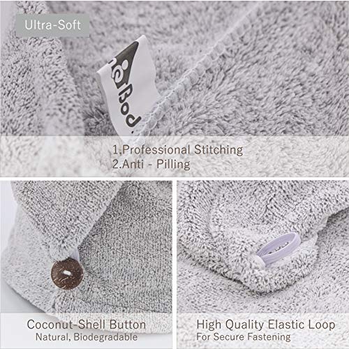 myHomeBody Hair Towel Wrap - Quick Drying Turban, Charcoal Fiber