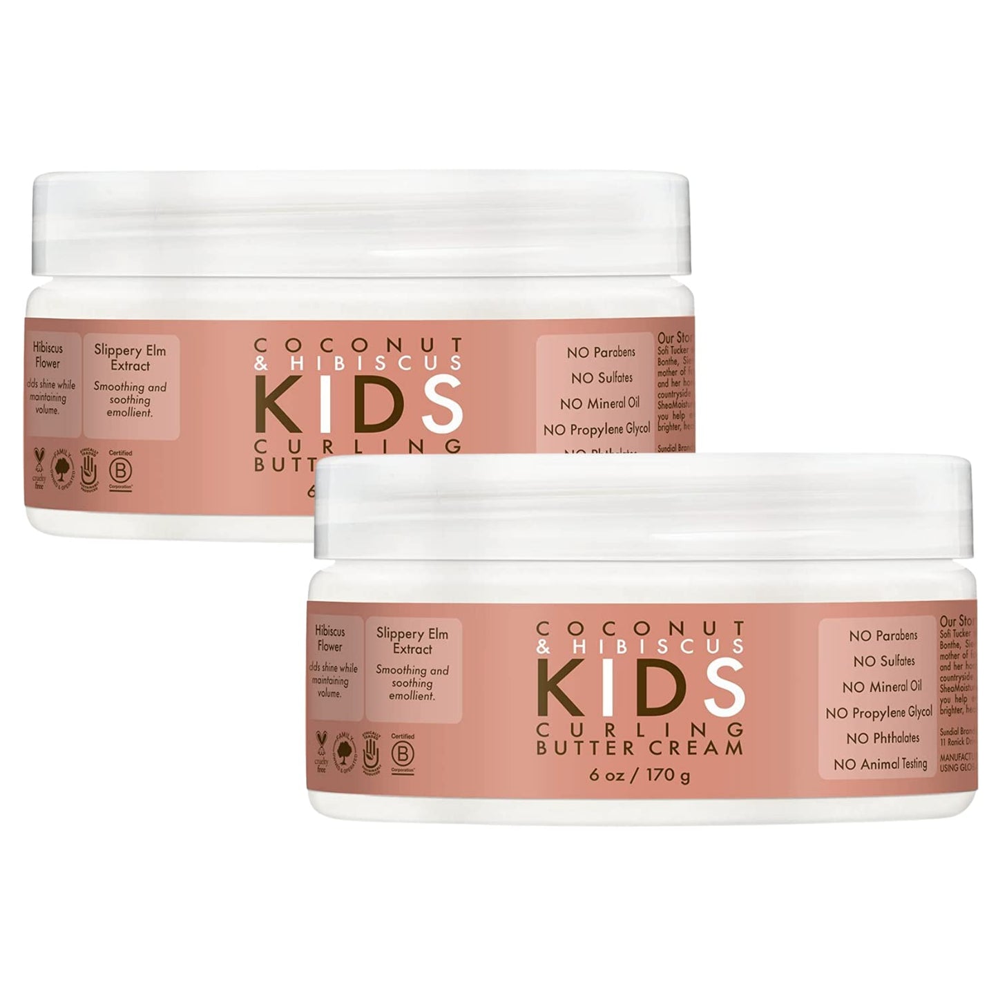 Shea Moisture Kids Coconut & Hibiscus Curling Butter Cream with Shea Butter, Coconut Milk & Oil - Anti-Frizz Hair Care for Kids' Curly Hair (2 Pack - 8 Oz Each)