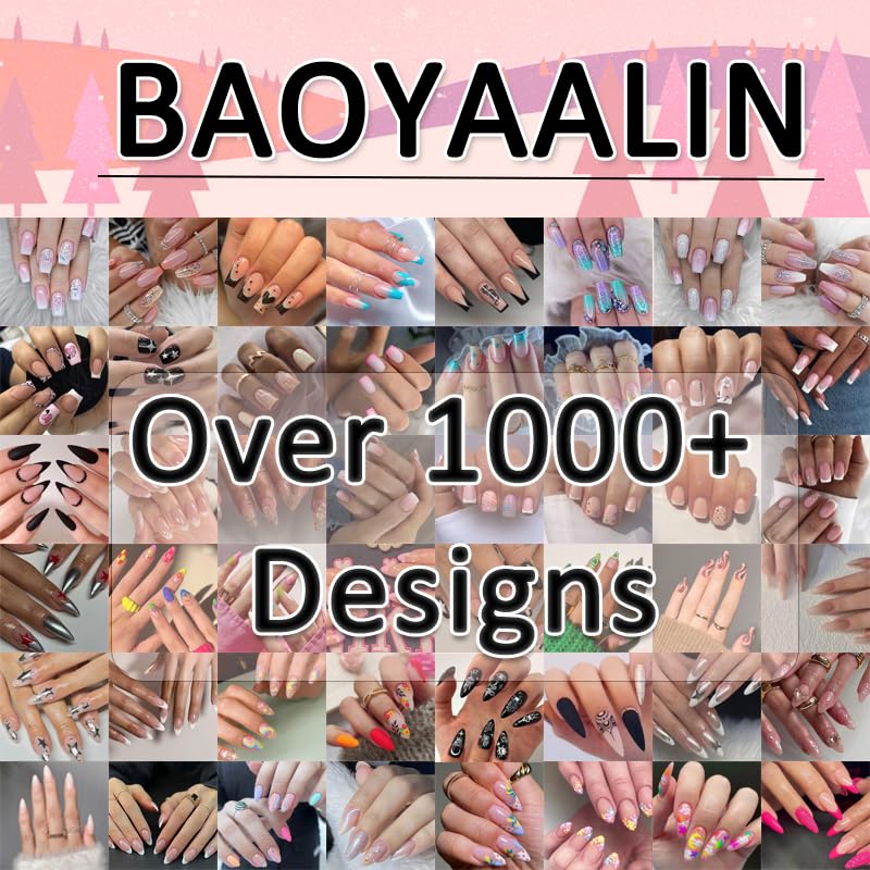 BAOYAALIN Y2K Press on Nails Medium Long Coffin French Fake Glue on Nails with Star Design for Women Girls Full Cover Artificial Acrylic False Stick on Nail for Daily Wear Wedding 24Pcs