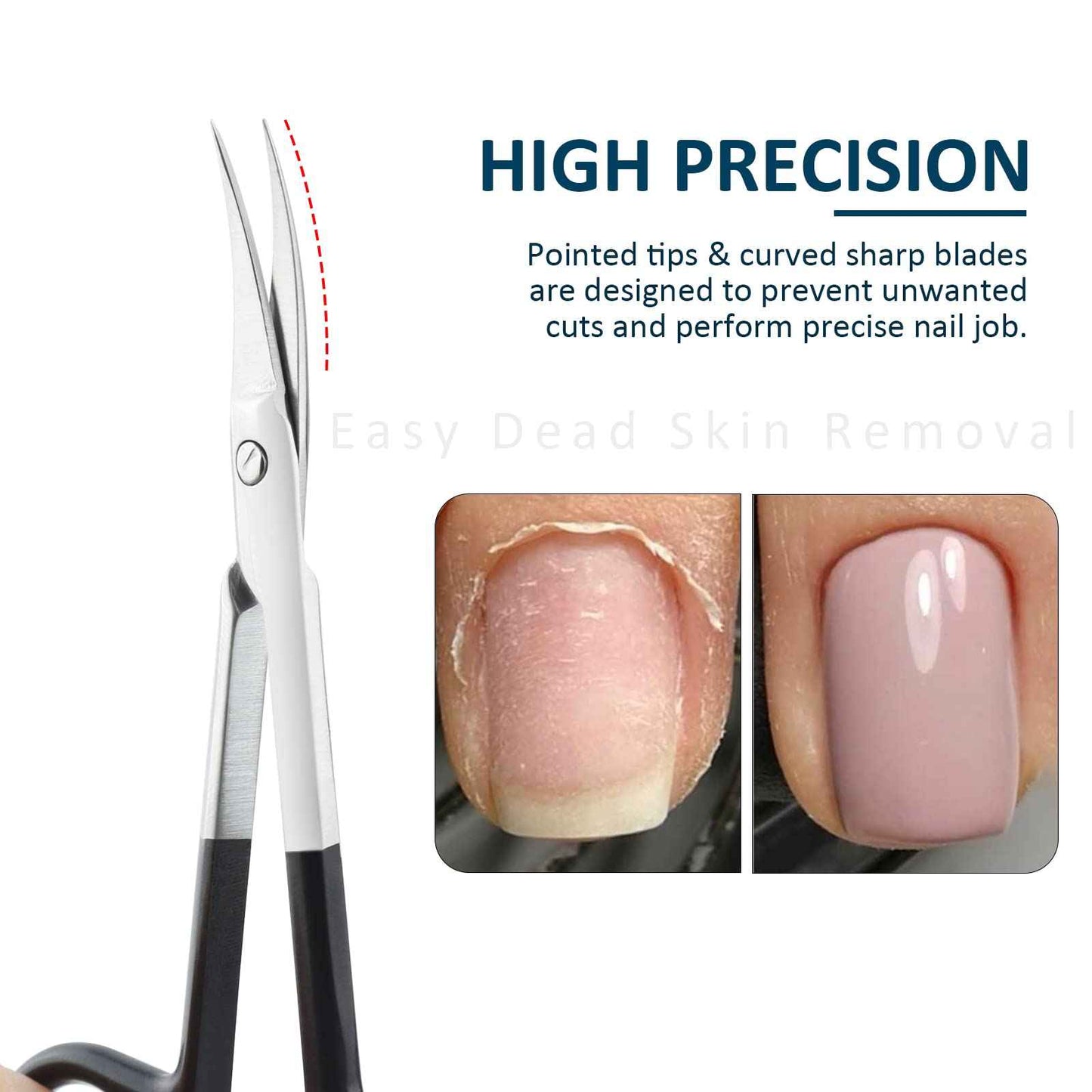 Qunzhao Cuticle Scissors for Women and Men Curved Stainless Steel with Tip Grooming Blades Manicure Nail for Dry Skin Nail Scissors (3)