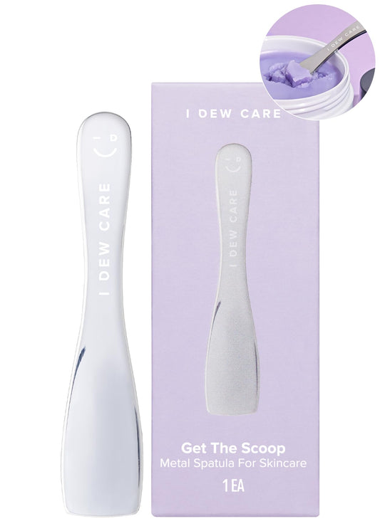 I Dew Care Multi-functional Applicator - Get The Scoop | Stainless Steel Makeup Spatula, Mini Spoon Beauty Scoop, Beauty Tool for Cream, Lip Balm, Wash-Off Masks, Mixing, Depuffing