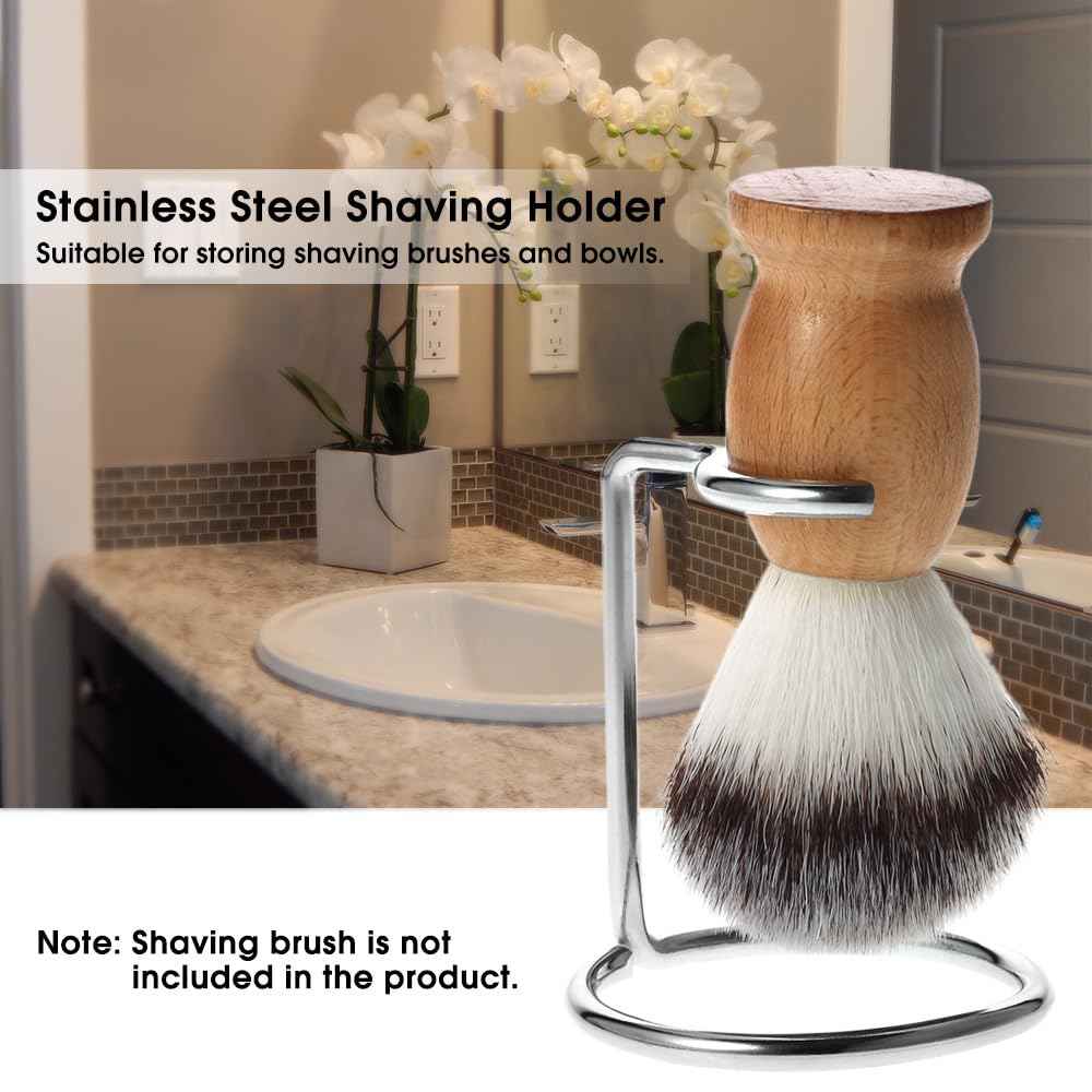 MAVIS LAVEN Stainless Steel Universal Men Shaving Brush Holder Safety Shaving Brush Holder Stand Storage Shaver Kit Organizer