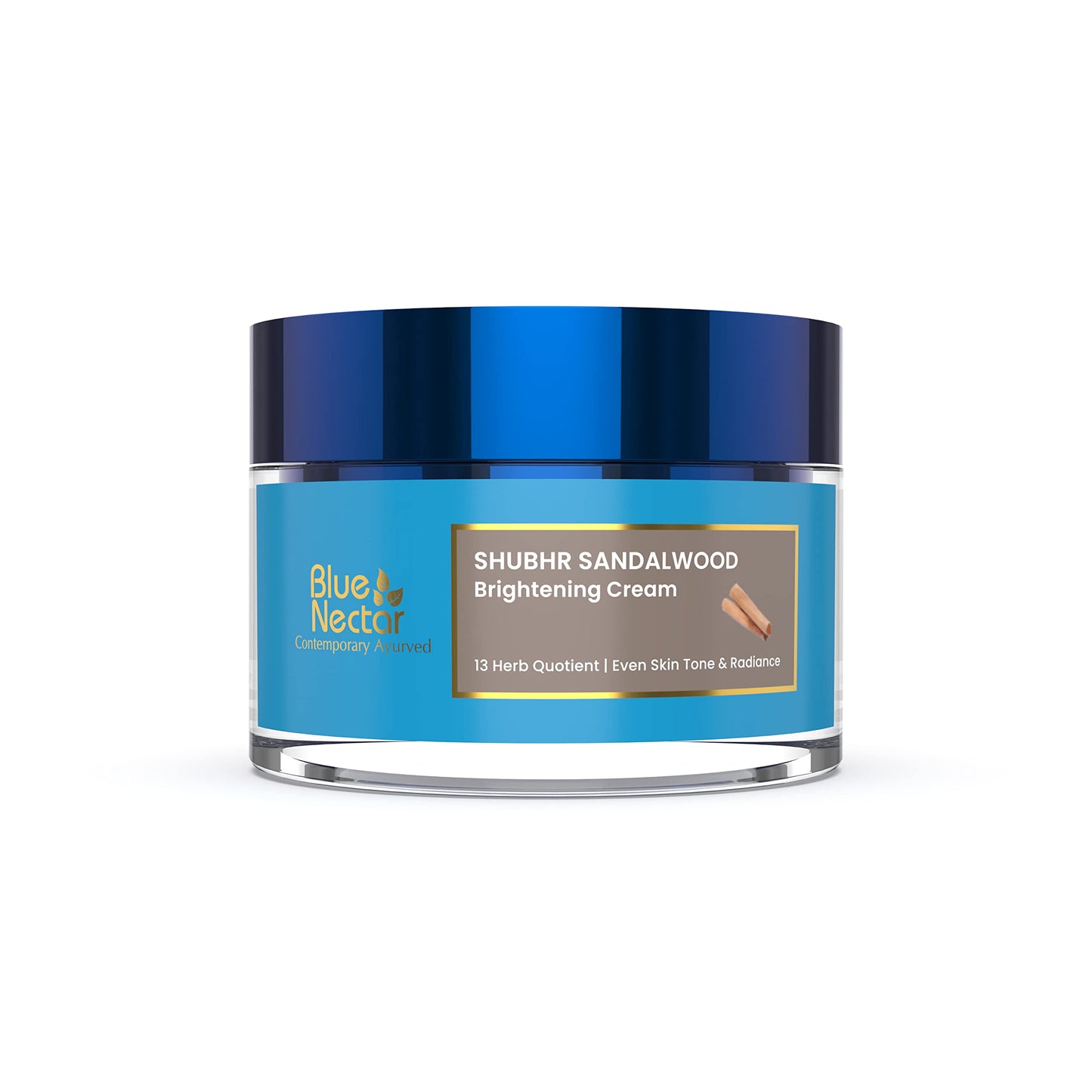 Blue Nectar Daily Moisturizer for Face | Authentic Sandalwood, Turmeric, Manjistha & Ashwagandha Radiance Cream for Face | Plant Based Cream for Visibly Glowing Skin (Women, 13 Herbs, 1.7 oz)