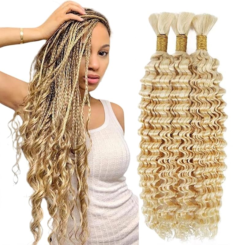 #613 Blonde Braiding Hair 28 Inch Deep Wave 3 Bundle