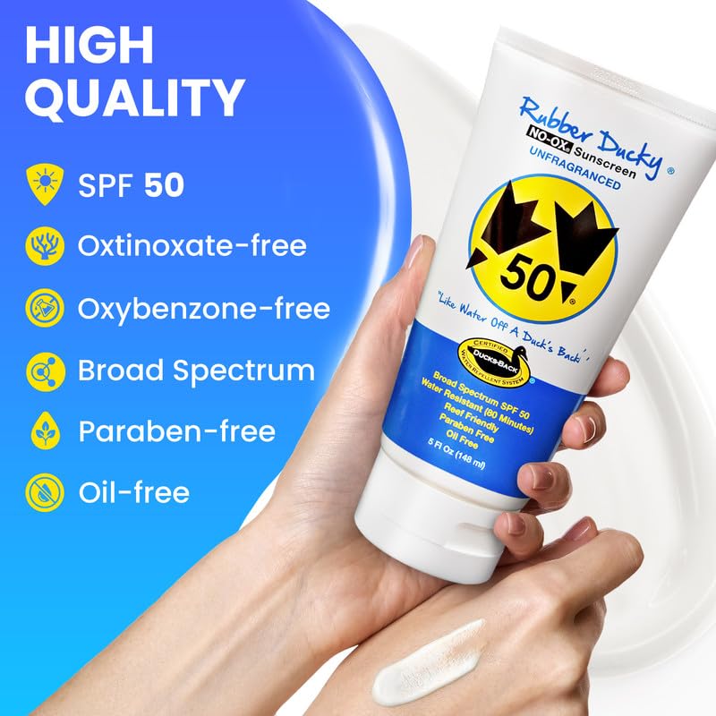 Rubber Ducky | Vitamin E Sunscreen with SPF 50, Water-Resistant Sunscreen for Face and Body | Broad Spectrum Lotion, Oil-Free Moisturizing Sunscreen, Alternative for Moisturizing Sunblock (2pcs., 5oz)