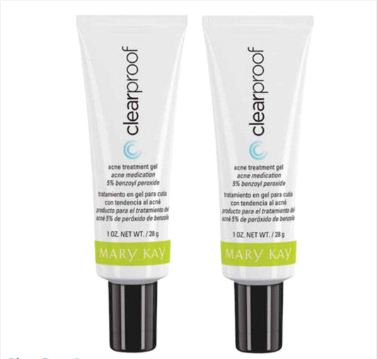 Mary Kay, 2 PCS CLEARPROOF ACNE TREATMENT GEL 1 FL OZ TRATAMIENTO EN GEL PARA PIEL CON ACNÉ 28 G