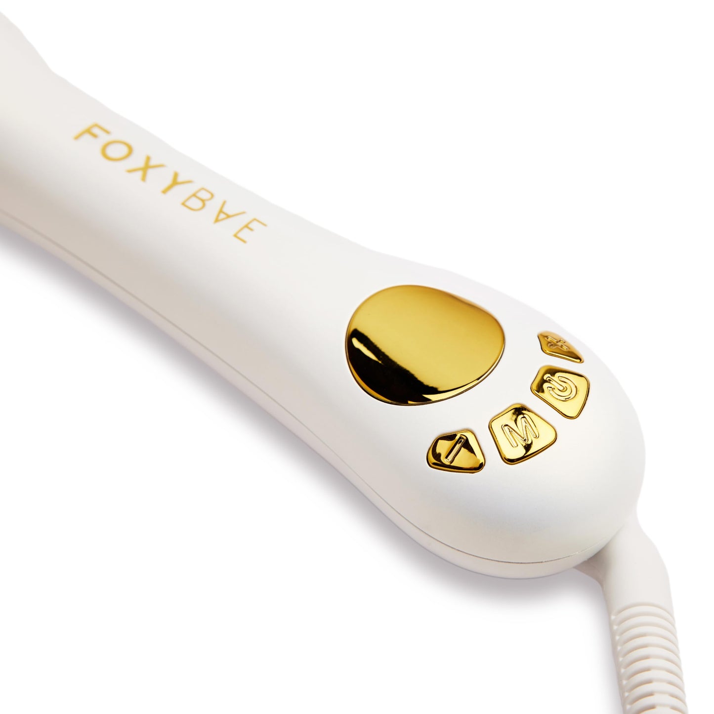 FoxyBae Automatic Curling Iron - Professional Auto Rotating Hair Curler Wand for Long Hair w/Temp Control -1.25” Titanium Hot Hair Styling Tools for Silky Curls - Self Hair Curlers [Pearl White-Gold]