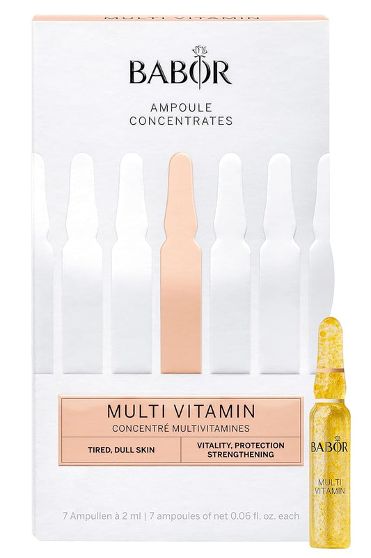 BABOR Multi Vitamin Ampoule Concentrate, Revitalize Dull Tired Skin, Vitamin A Increases Radiance, Vitamin C Evens Tone, Niacinamide Supports Skin Barrier, Vitamin Skincare Capsules, 7 Treatments