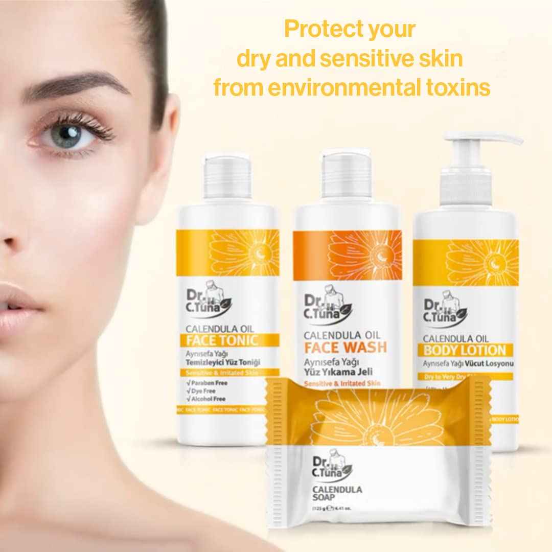 FARMASi Dr. C. Tuna Calendula Soap, Soothes Dry, Hydrating Skin Care, Face & Body Soap 4.41 Oz (Pack of 3)