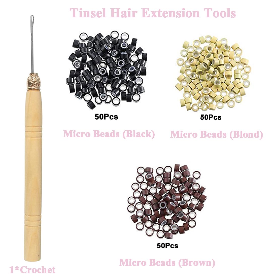 USHUIUS Hair Tinsle Kit with Tools 6Pcs 1200 Strands Fairy Hair Tinsel Heat Resistant Glitter Hair Extension Hair Tensile Kit Sparkling Shiny Tinsel Hair Extensions for Girls Women Kids (Colorful)