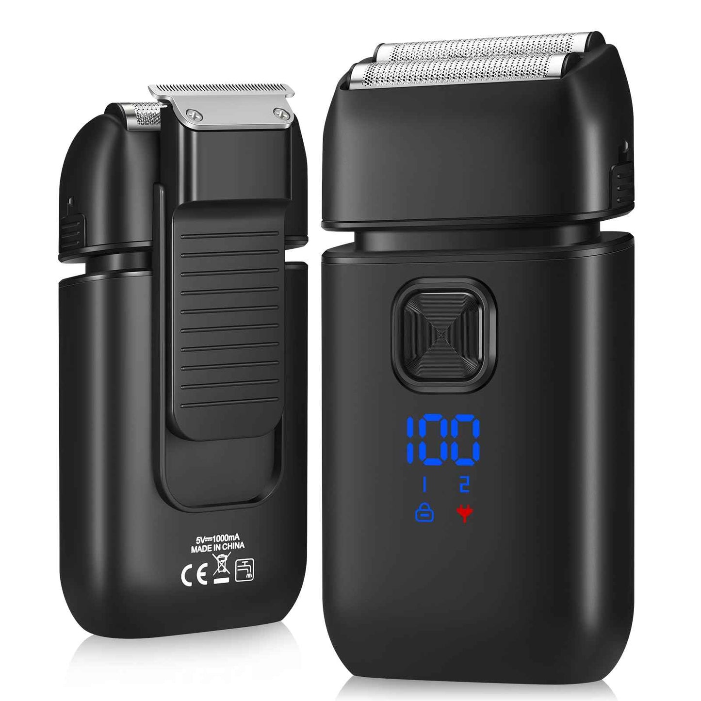 Haosens Electric Foil Razor for Men, Electric Shavers with Pop-Up Trimmer Rechargeable - 2-Speed Adjustable, Travel Lock, 120 Mins Runtime, Double Floating Blades for Men's Face Close Shaving (Black)