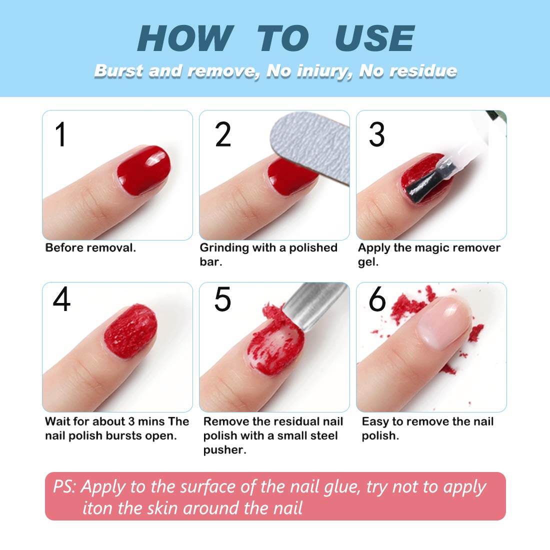 Gel Nail Polish Remover (15ML), Gel Remover For Nails, Gel Nail Remove With Cuticle Pusher, Professional Remove Gel Polish In 2-3 Minutes, Safe & Easy, No Soaking or Wrapping, 2 Pack