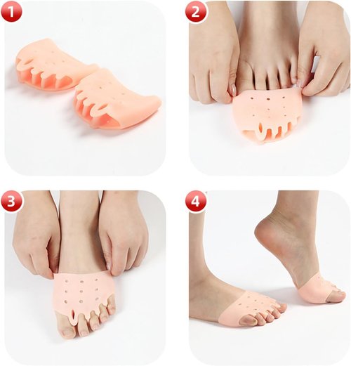 Hyggear Silicone Toe Separator, Hyggear Toe Separators, Hyggear Toe Spacers, 4 Pairs, Ball of Foot Cushions, Breathable & Soft, For Men & Women (Transparent)