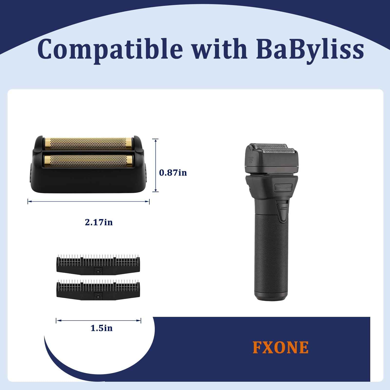 Professional Black Shaver Replacement Foil and Cutters Compatible with BaBylissPro FXONE Shaver(1PC Black)