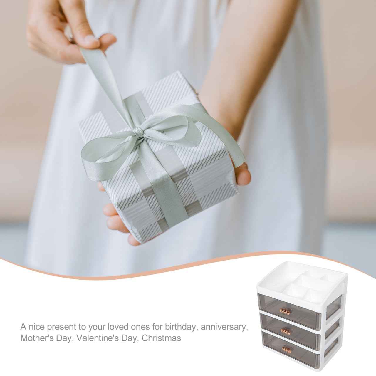 HOLIDYOYO Countertop Cosmetic Organizer Box with Transparent Drawers Multi-Layer Makeup Storage for Skincare Office Supplies Bedroom and Bathroom