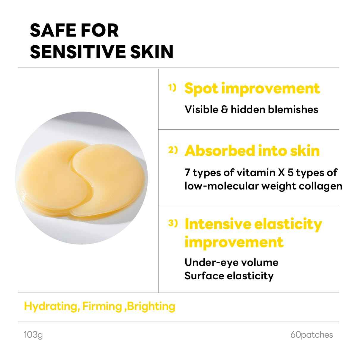 Mediheal Vita Collagen Under Eye Patches & Collagen Ampoule Pad for Daily Skin Elasticity Care