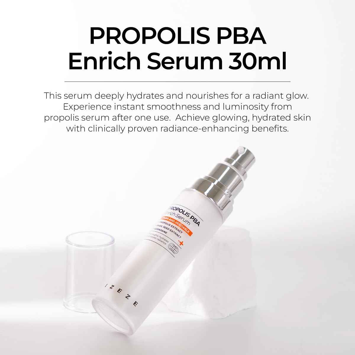 IZEZE PROPOLIS PBA Enrich Serum 1.01 fl.oz, 30 ml | Rich Nourishment for Glow Skin, Deep Hydration, Korean Skincare Niacinamide Serum, Skin Elasticity