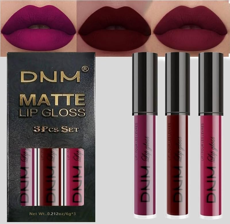 AMY'S DIARY Liquid Lipstick Set - 3Pc Matte Plum Long-Lasting