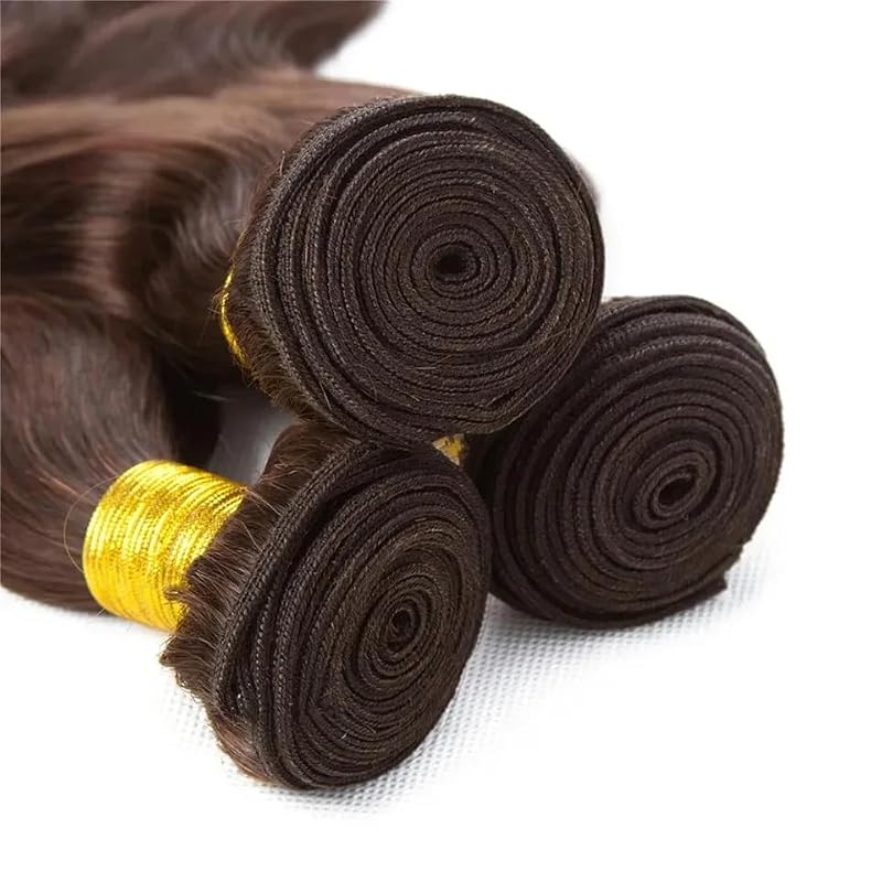 AuokMar 28 Inch Brown Body Wave Human Hair Extensions - 3 Bundles, 150g