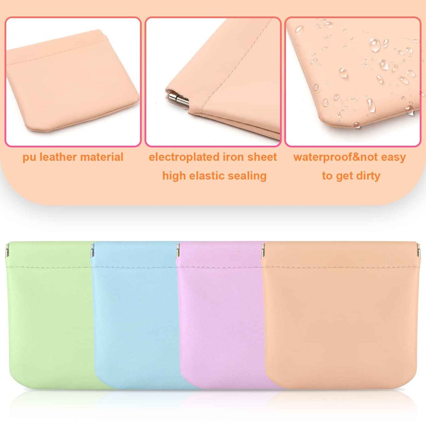 SAVITA 4pcs Pocket Cosmetic Bag Squeeze Top, Waterproof Portable Mini Travel Makeup Bag No Zipper Pocket Makeup Bags for Cosmetics Earphones Jewelry Storage (Light Colors)