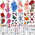 82 Sheets Temporary Tattoos - Flowers, Butterflies & Mixed Designs